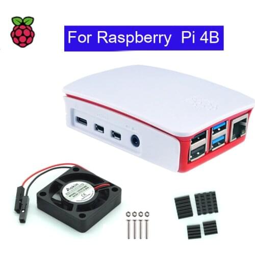 Raspberry Pi 4 Model B ABS Case Plastic Box White Shell Classic Design with Fan with Heatsink for Raspberry Pi 4
