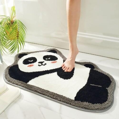 Bathroom Door Entrance Mat Cute Panda Bath Rug Bathroom Non-Slip Mat Toilet Door Mat Entrance Door Absorbent Mat Anti-Slip Mat