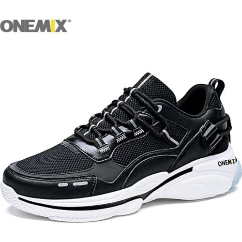 ONEMIX Unisex Running Shoes Lightweight Breathable Mesh Classic Men Fitness Black Sneakers Non-slip Jogging Womens Sport Shoes