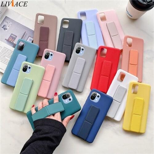 Support Magnetic Car Holder Phone Stand Silicone Case For Xiaomi Mi 11 lite Mi11 Pro Ultra 5g Finger Grip Cover