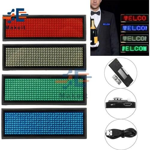 Mini 15 Display Languages Name Badge LED Digital Display Rechargeable Programmable Durable Scrolling Led Tag Sign Badge Module