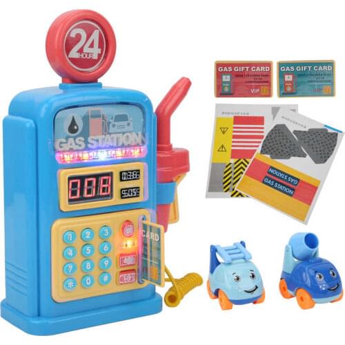 Simulation Gas Station Model Sets Electrionic With Light Music Petrol Station Scene Model Toy Children Christmas Gifts