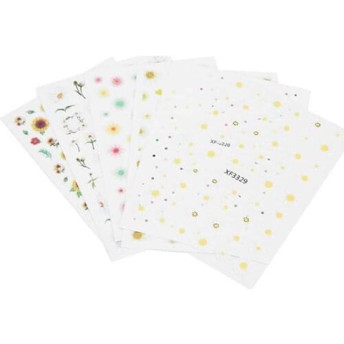 Nail Art Sticker Flower Pattern Self Adhesive Manicure Tip Decals 6 Sheets for Women Fingernail DIY Charms Tip Decor