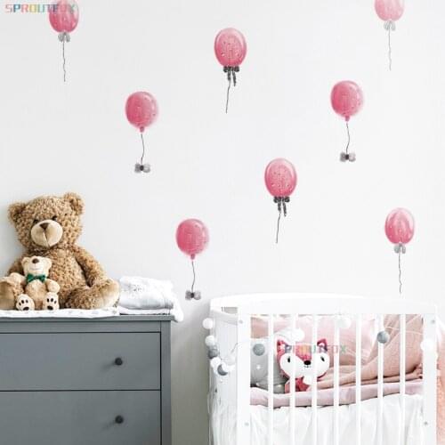 Cartoon Girls Wall Stickers DIY Pink Balloon Mural Decals for Kids Rooms Baby Bedroom Nursery House Decoration Art Waterproof