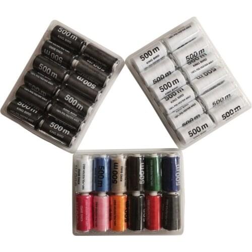 Kniting Thread Polyester Sewing Thread 12 Roll/Set High Quality Dyed Thread 500 Meters DIY Apparel Sewing Accessories