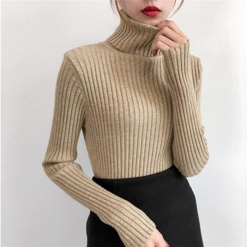 New high-collar white knitted sweater for autumn 2020
