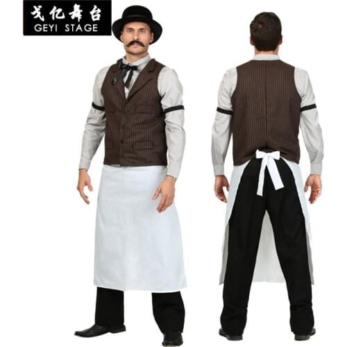 New bartender uniform Halloween mens costumes carnival costumes cosplay waiter role play party for adults