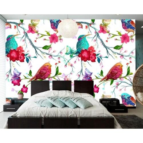 Custom wallpapers home decor,bird,butterfly and flower,3D mural for living room bedroom sofa background wall papel de parede