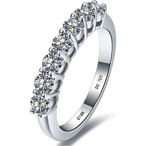 0.1*7 Pure 750 Gold Seven Stones Ritzy test positive Moissanite Engagement Ring Everlasting Quality Promise Love Gift For Her