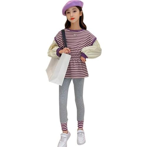 Girls Clothes Striped Pattern Girl Clothes Sweatshirt + Leggings Kids Girls Clothes Spring Autumn Childrens Clothes