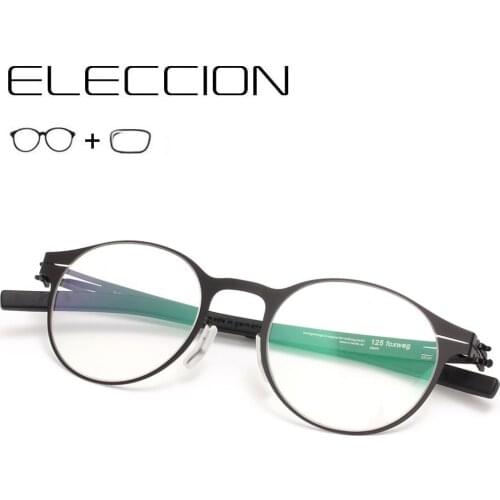 ELECCION Mans Round Glasses Frame with Prescription Women Optical Frames Hyperopia Myopia Eyeglasses for Sight Progressive