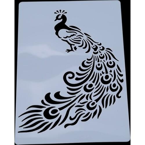 Peacock Totem Flower Shaped Reusable Stencil Airbrush Painting Art Cake Spray Mold DIY Decoration Crafts Card Template