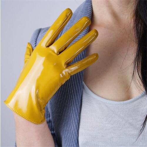 21cm Patent Leather Gloves Short Section Emulation Leather PU Mirror Beige Nude Bright Yellow Ginger Yellow Egg Yolk WPU124