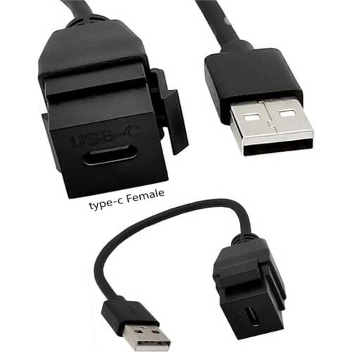 USB 2.0V A male to type-c Female Panel Mount Insert Adapter for Wall Socket Face Plate 0.2m