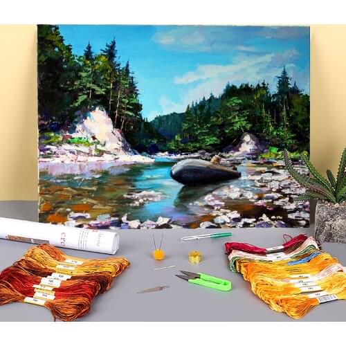Landscape Submarine Printed Canvas 11CT Cross-Stitch Kit DIY Embroidery DMC Threads Handmade Handiwork Sewing Wholesale