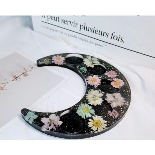 DIY Serving Tray Silicone Molds Cup Holder Candle Holder Epoxy Resin Craft Moon Shape Wine Divider Resin Molds Wholesale
