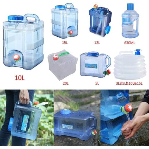 12/15L Capacity Outdoor Water Bucket Portable Driving Water Tank Container with Faucet for Camping Picnic Hiking