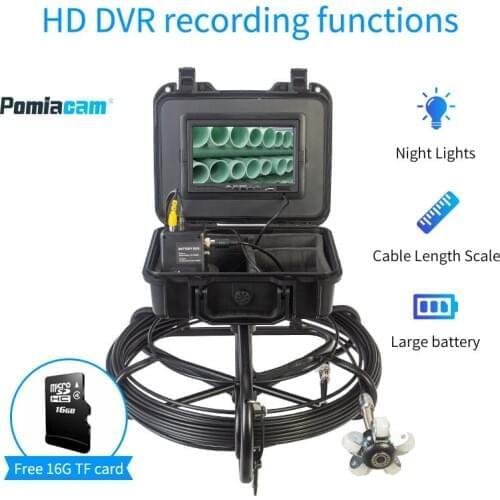 WP7600A 20M black cable Portable security camera with push rod cable reel Underwater Industrial camera pipe insepction with DVR