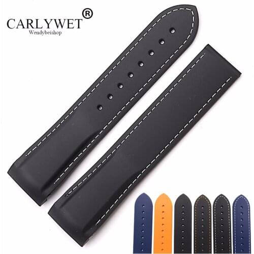 CARLYWET 20 22mm Watchbands Wholesale High Quality Rubber Silicone Replacement Watch Band Strap Belt For Planet Ocean 45 42mm