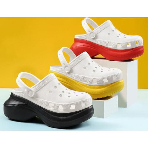 2021 Summer new double color Women Croc Clogs Platform Garden Shoe Sandals Height Increased Beach Shoes Fashion Lady Slides