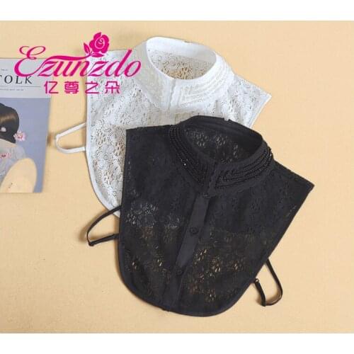 Detachable Collars Women Removable Lapel Solid Hollow Lace Half Shirt Classic Women Cotton Lace Fake Collar Vintage Detachabl