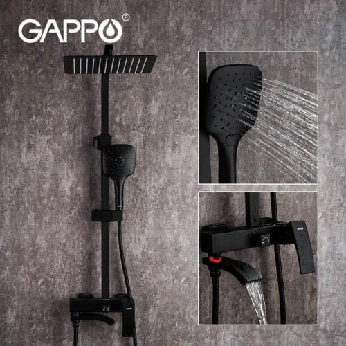 GAPPO black faucet bathroom Shower hot and cold water mixer Brass faucets Bathtub waterfall shower system faucet mixer black