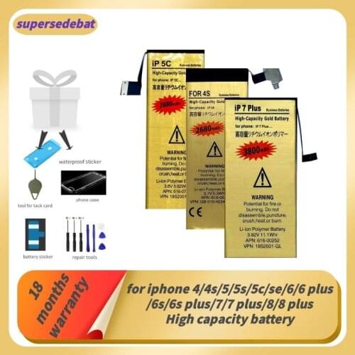 Supersedeba for Iphone Se Battery Batterie for Iphone 6s for Iphone 4 4s 5 5s 5c Se 6 6 Plus 6s 6s Plus 7 7 Plus 8 Plus Bateria