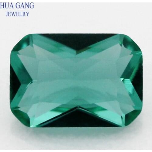 Light Green Octangle Shape Cut Loose Glass Beads Synthetic Gems For Jewelry Size 3x5~13x18m Free Shipping