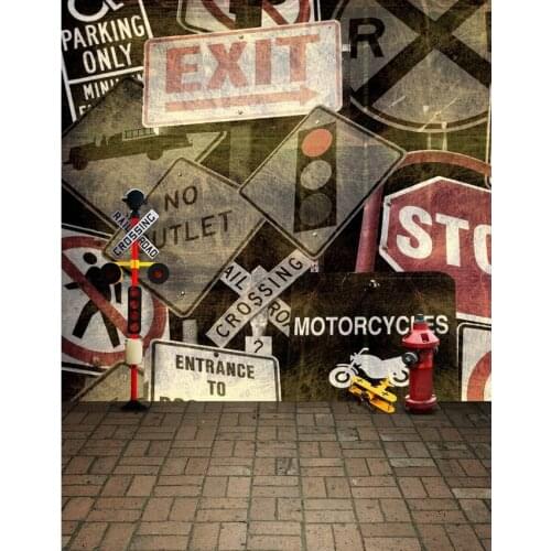 TR Signs Painting Wall Brick Road Children Baby Backdrops for Photo Studio Street Photography Background Backdrops Vinyl Cloth