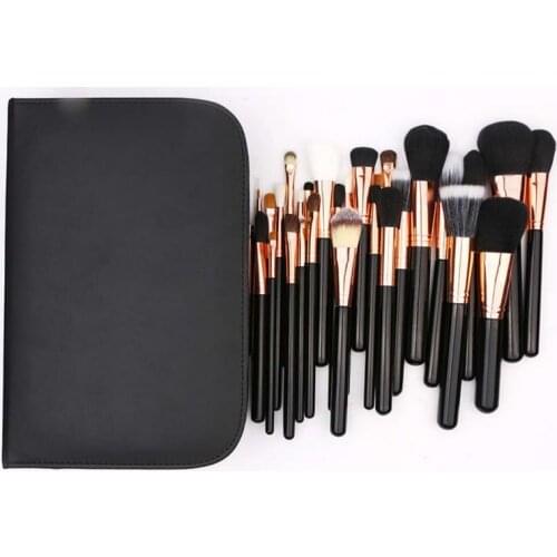 High quality black wooden handle soft synthetic haircosmetic brushes kit in powder professional 29pcs makeup brush set