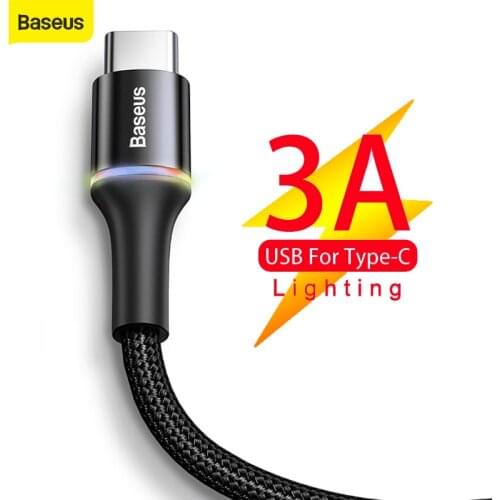 Baseus 3A USB Type C Cable For Xiaomi Poco x3 Samsung Galaxy S20 S10 For huawei type-C Mobile Phone USB C Fast Charging Cable