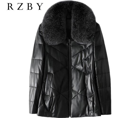 100% sheepskin coats women fox fur collar warm outwear classic real leather jacket zipper куртка из натуральной замши RZBY146