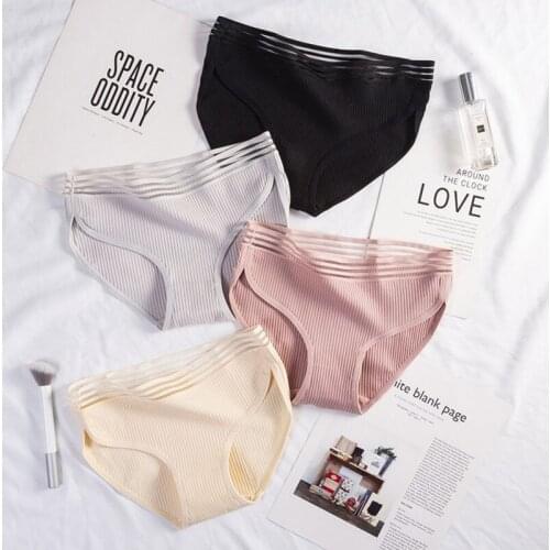 Women Cotton Panties Breathable Girls Briefs Mid-Rise Sweet Bow Underpants Lingeries