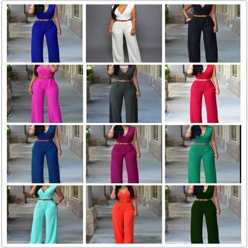 Dropship Women New Fashion Rompers And Jumpsuits Waist Belted Women Sexy Backless Sleeveless Bodysuits Elegant Jumpsuits S-2XL