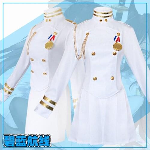Game Azur Lane White Ship Uniform Cosplay Costume Women Dress Atago Takao Coat +Skirt+Gloves+Socks+Headgear Costumes for Girls
