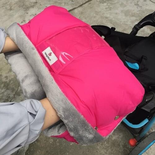 Winter Baby Stroller Gloves Mobile Phone Pocket Pushchair Warm Windproof Waterproof Fleece Pram Hand Muff Accessories Gloves
