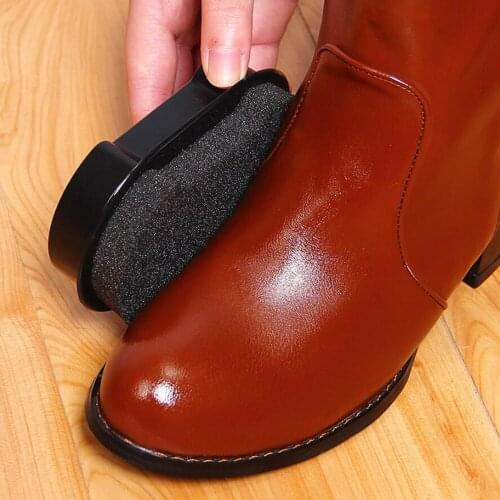 1PC Multi-functional Double-Faced Shoe Polish Colorless Light Shoes Rub Leather Care Oil Sponge Shoe Wax Black Shoes Brush 1050C