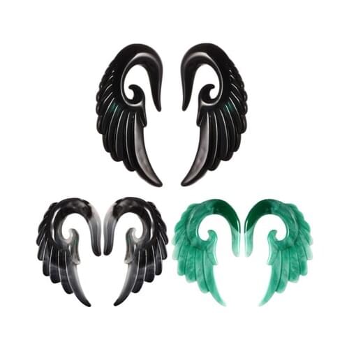 2PCS Acrylic Angel Wing Ear Gauges Spiral Ear Plugs And Flesh Tunnels Piercing Stretchers Expander Piercing Oreja Mujer Jewelry