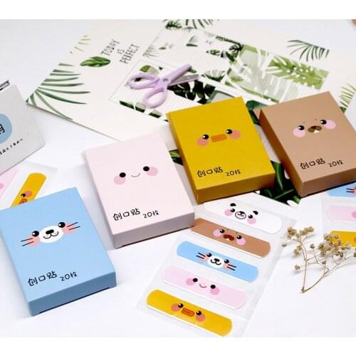 20pcs/box Cartoon Animal Face Pattern Breathable Adhesive Bandage Lovely Waterproof Wound Suture Bandage Portable Woundplast
