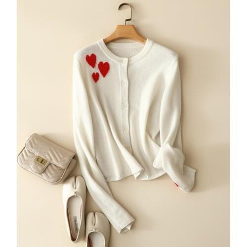 2021 autumn winter new styles 100% cashmere heart sweaters women knitted fashion chic outerwear long sleeve