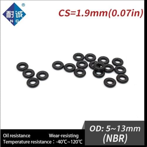 300PCS/lot Rubber Black NBR CS1.9mm OD5/5.5/6/6.5/7/7.5/8/8.5/9/10/10.5/11/11.5/12/13mm O Ring Gasket Oil resistant waterproof