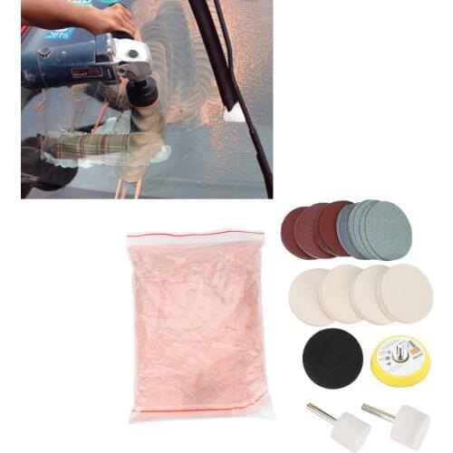 34Pcs Deep Scratch Remove Glass Polishing Kit 8Oz Cerium Oxide Sanding Disc Wool Polishing Pads Felt Polishing Wheel DIY Tools