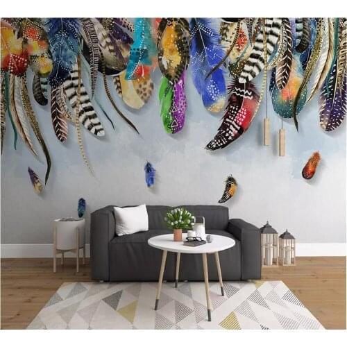 Beibehang Custom wallpaper 3d mural modern minimalist color feather background decorative painting papel de parede 3d wallpaper