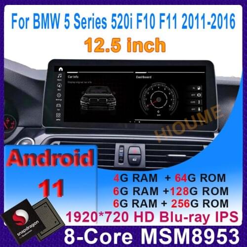 12.3" Snapdragon Android 10.0 Car Multimedia Player GPS Navigation for BMW 5 Series 520i F10 F11 2011-2016 Radio Stereo Video