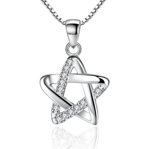 Hollow Out Pentagram Necklace Exquisite Crystal Star Pendant Bead Clavicle Chain Fashion Women Party Jewelry