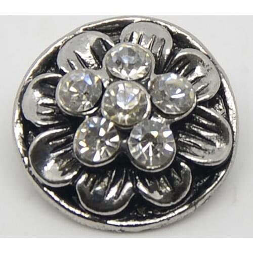 Flower Pattern Crystal Alloy Button Charms Beads For DIY Leather Bracelet
