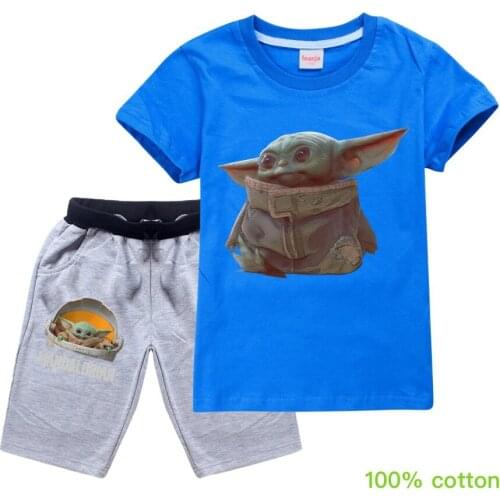Baby Yoda T Shirt Set Cartoon Baby Yoda Shirt Set Kids Casual Toddler Girl Short Sleeve Kids Clothes Girls Yoda T Shirt Kid