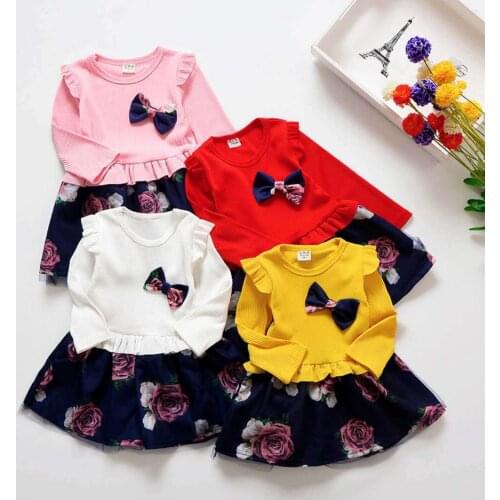 BKCS-602 Fashion Children Spring Long Sleeve Dress Girls Cute Chinese Style Clothing Princess One-Piece