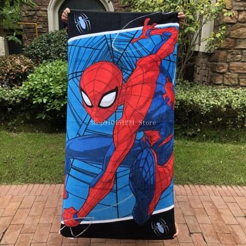 Disney Spiderman Bath Towel Children Cartoon Minnie Kids Girls Boys Baby Absorbent Cotton Beach Towel Swimming Spa Blanket Throw