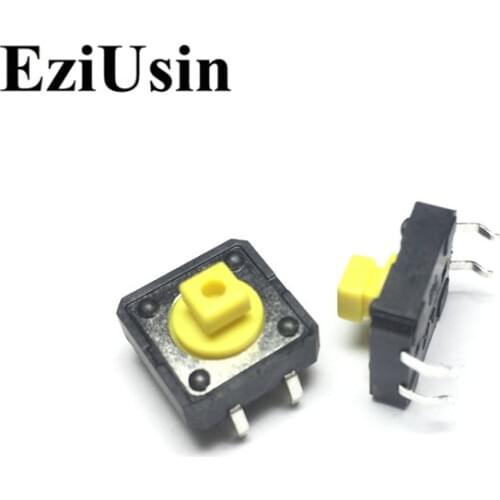 EziUsin 12*12*7.3 4 Pins DIP Copper Feet Interrupteur PCB Keyboard Touch Micro Switch Mini Square Button Keys DIY 250G